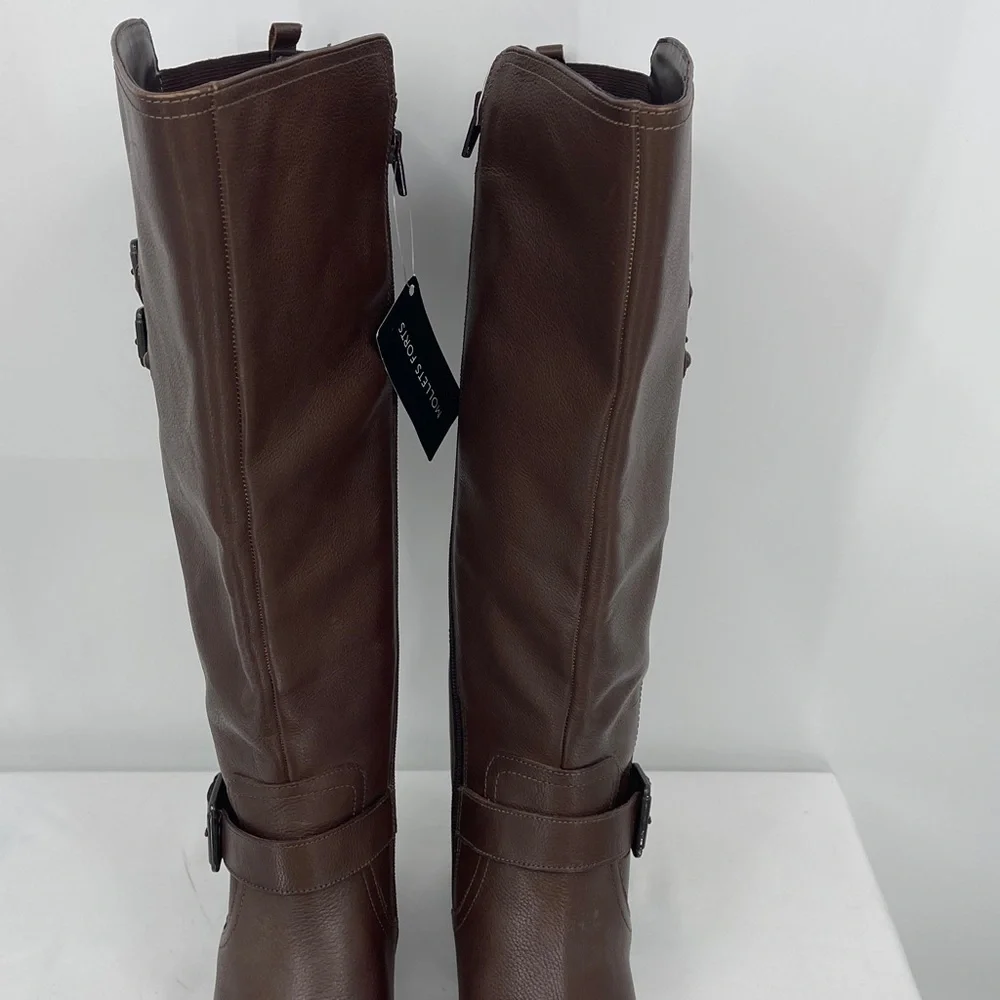 NATURALIZER SIZE 9.5W WC Classic Brown Knee-High Riding Boots Women NWT leather